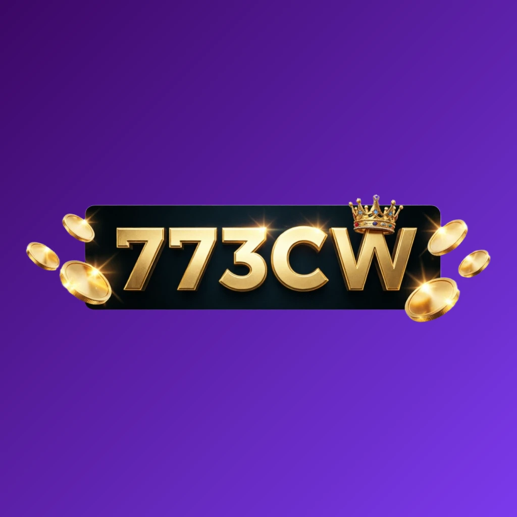 773CW casino-style logo with golden letters, a crown element, and sparkling coins, creating a luxury gaming atmosphere on a transparent background